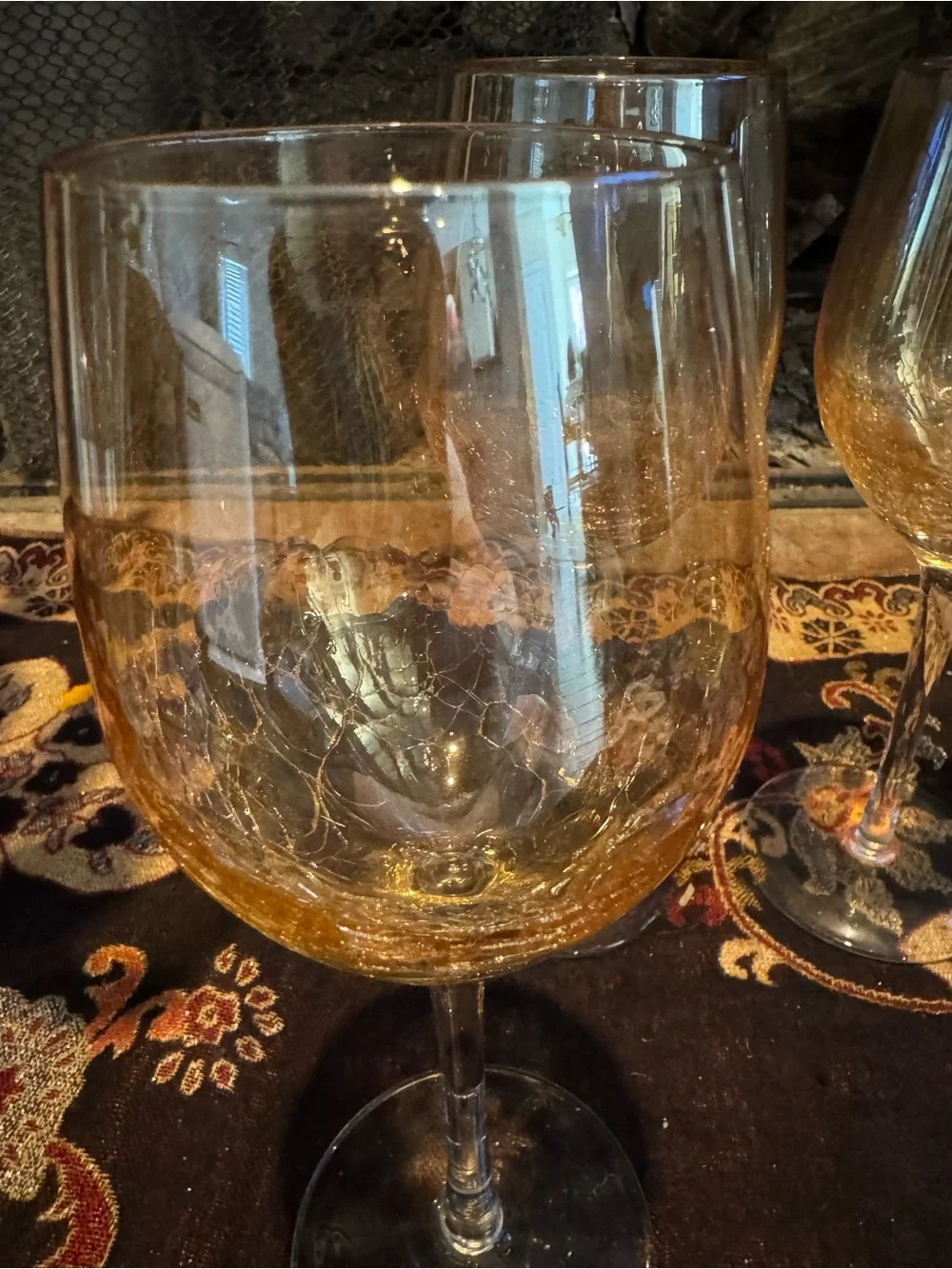 Pier 1 Amber Crackle Golden Luster  9